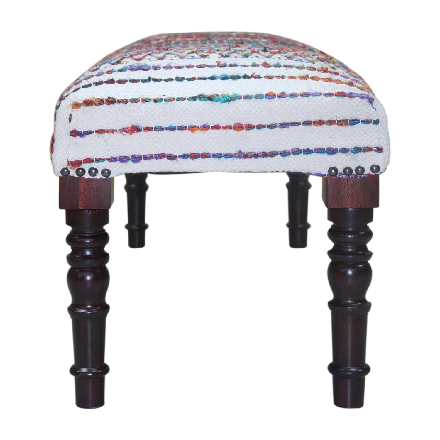 LR Home Scarlett Contemporary Upholstered Geometric Bench in Gray