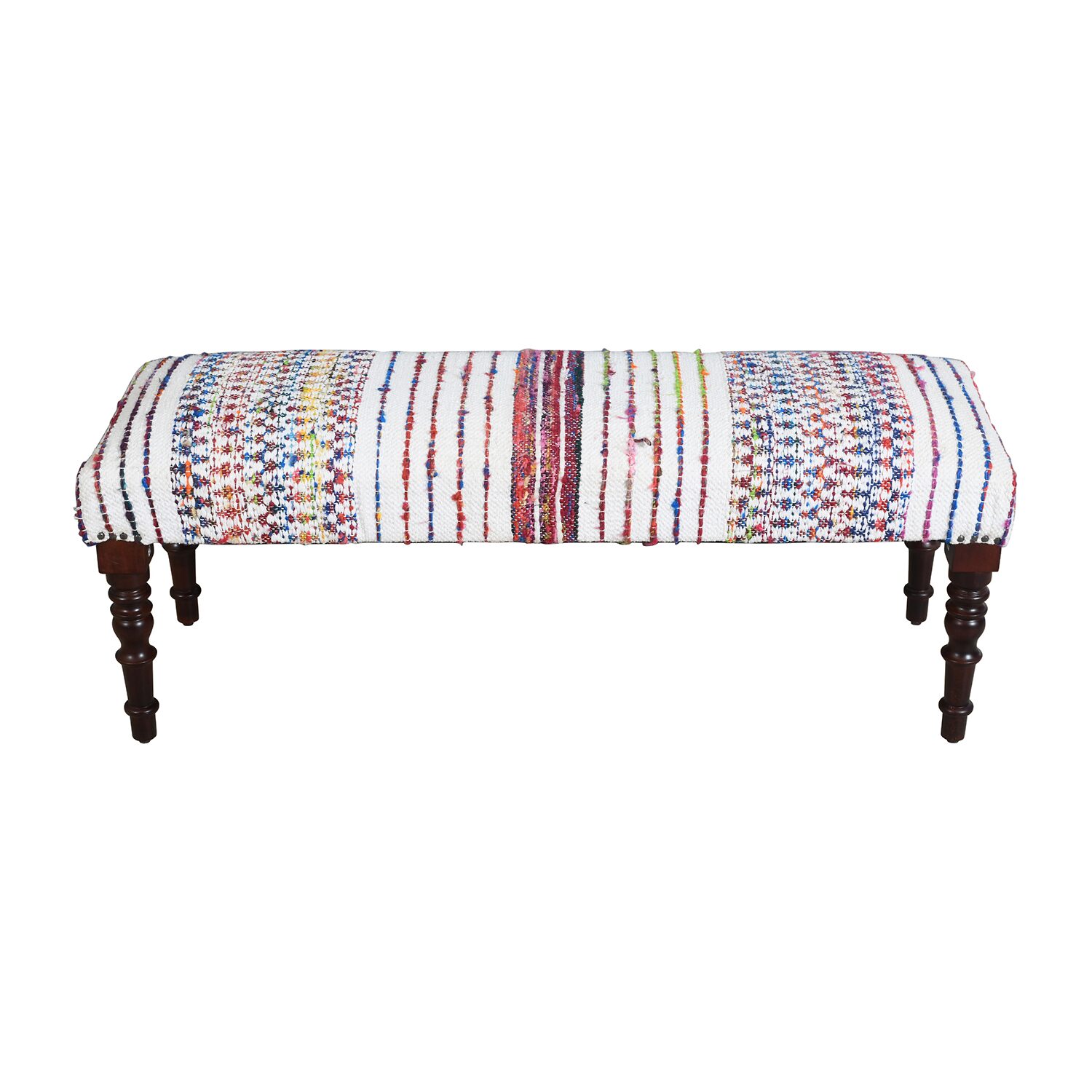 LR Home Scarlett Contemporary Upholstered Geometric Bench in Gray