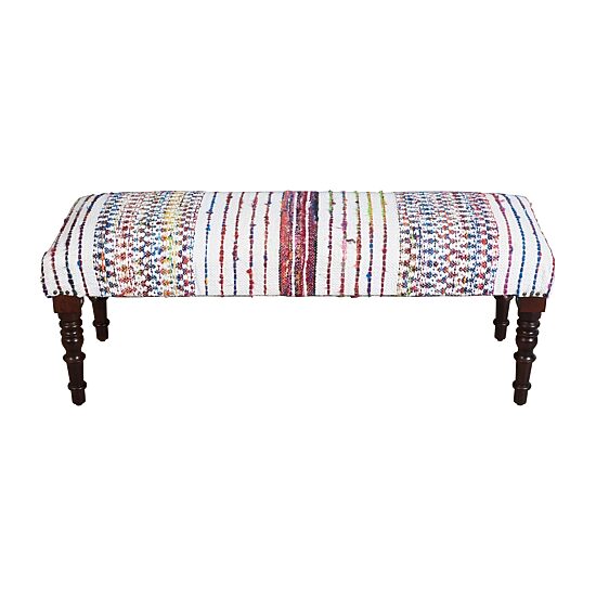 LR Home Scarlett Contemporary Upholstered Geometric Bench in Gray