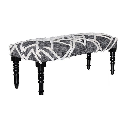 LR Home Scarlett Contemporary Upholstered Stripe Bench in Blue, One Size, Gray