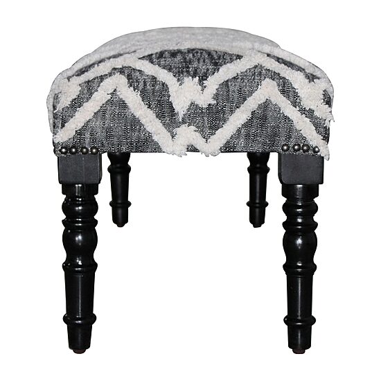 LR Home Scarlett Contemporary Upholstered Stripe Bench in Blue