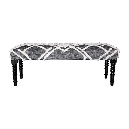 LR Home Scarlett Contemporary Upholstered Stripe Bench in Blue