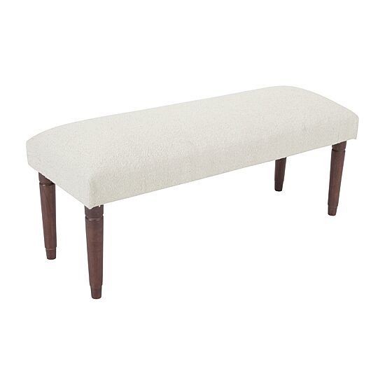 LR Home Zoe Contemporary Upholstered Boucle Bench in Cream