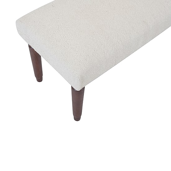 LR Home Zoe Contemporary Upholstered Boucle Bench in Cream