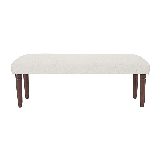 LR Home Zoe Contemporary Upholstered Boucle Bench in Cream