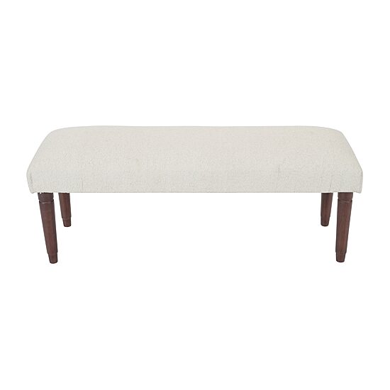LR Home Zoe Contemporary Upholstered Boucle Bench in Cream