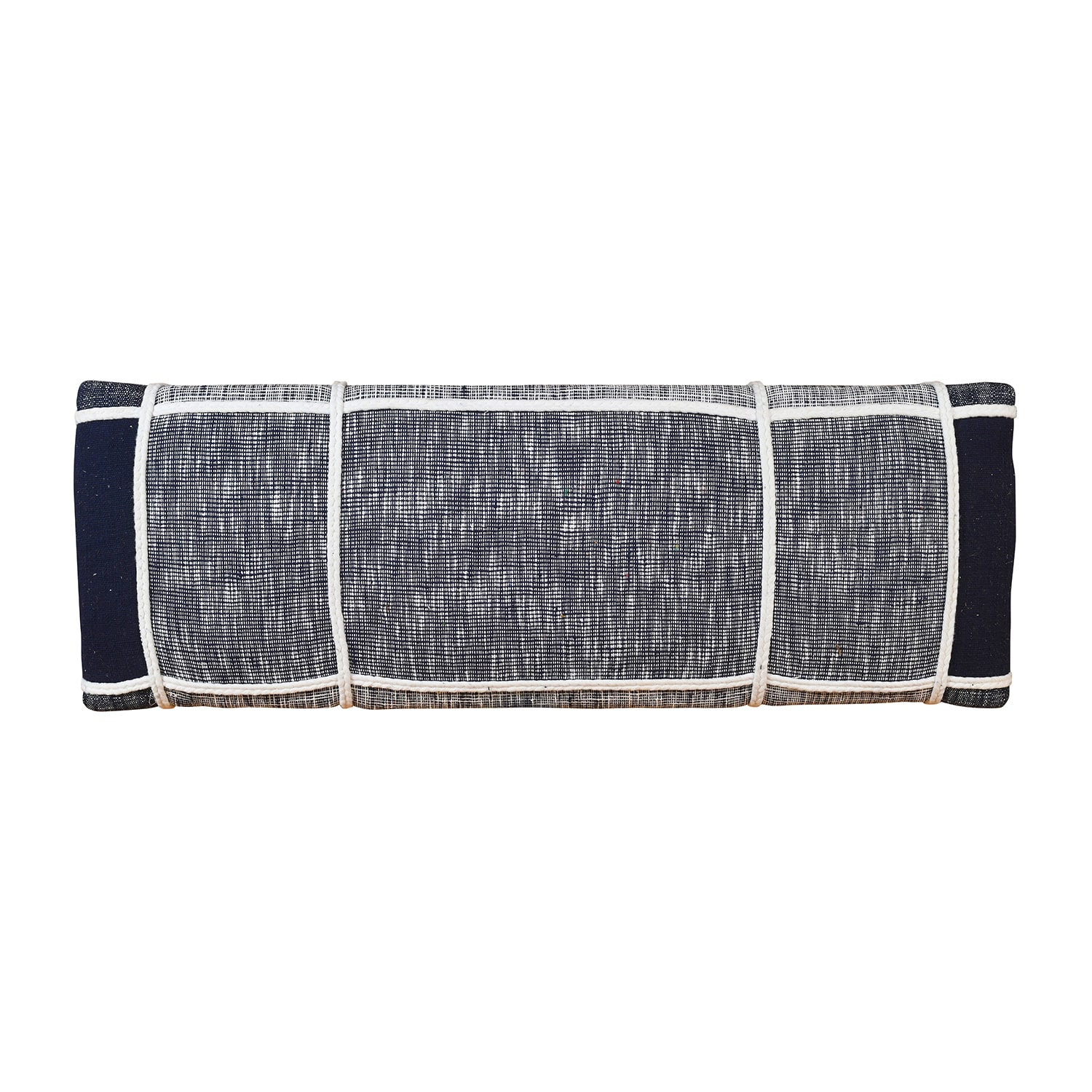 LR Home Scarlett Farmhouse Upholstered Plaid Bench in Navy