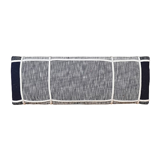 LR Home Scarlett Farmhouse Upholstered Plaid Bench in Navy