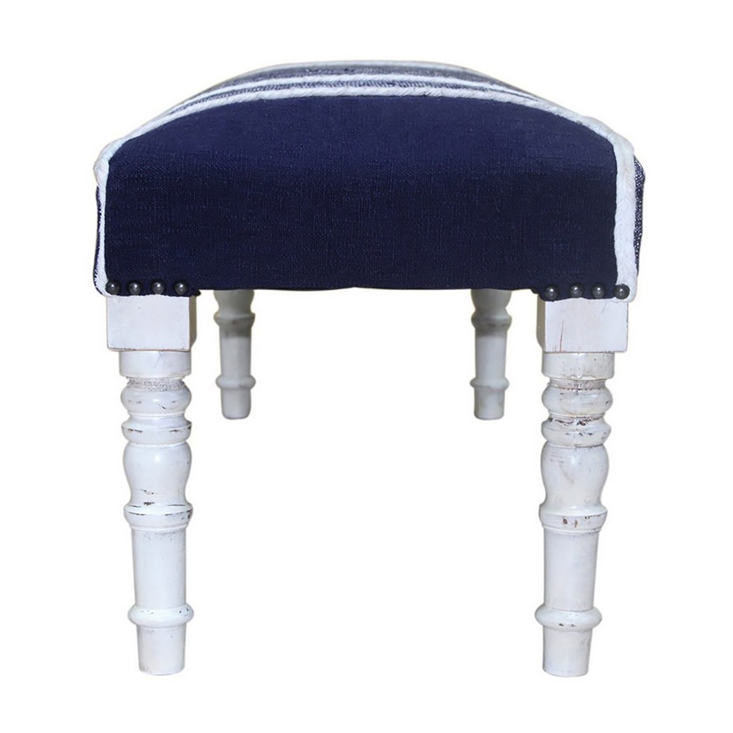 LR Home Scarlett Farmhouse Upholstered Plaid Bench in Navy