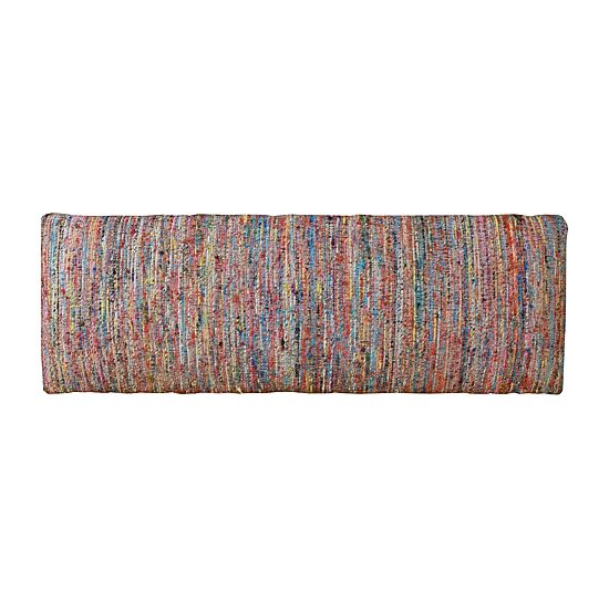 LR Home Scarlett Upholstered Striped Cotton Bench in Rainbow