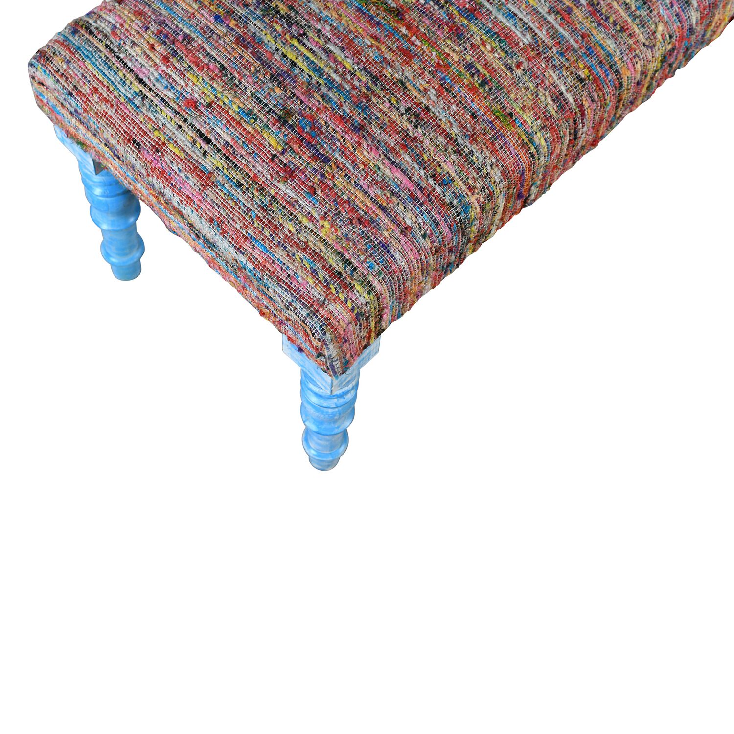 LR Home Scarlett Upholstered Striped Cotton Bench in Rainbow