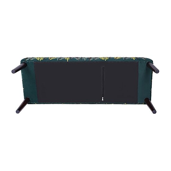 LR Home Nova Contemporary Upholstered Velvet Bench in Green Floral