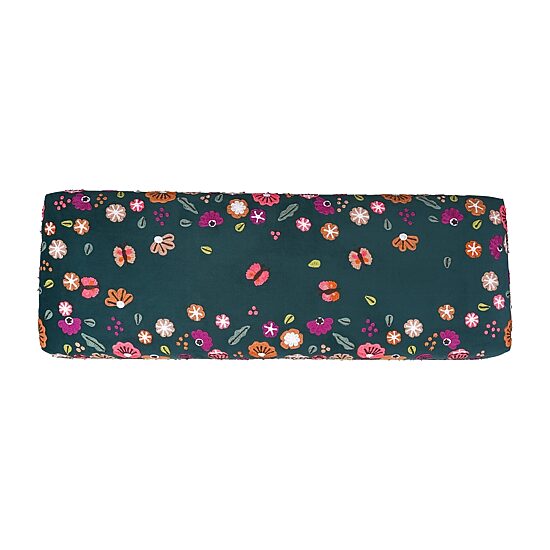 LR Home Nova Contemporary Upholstered Velvet Bench in Green Floral