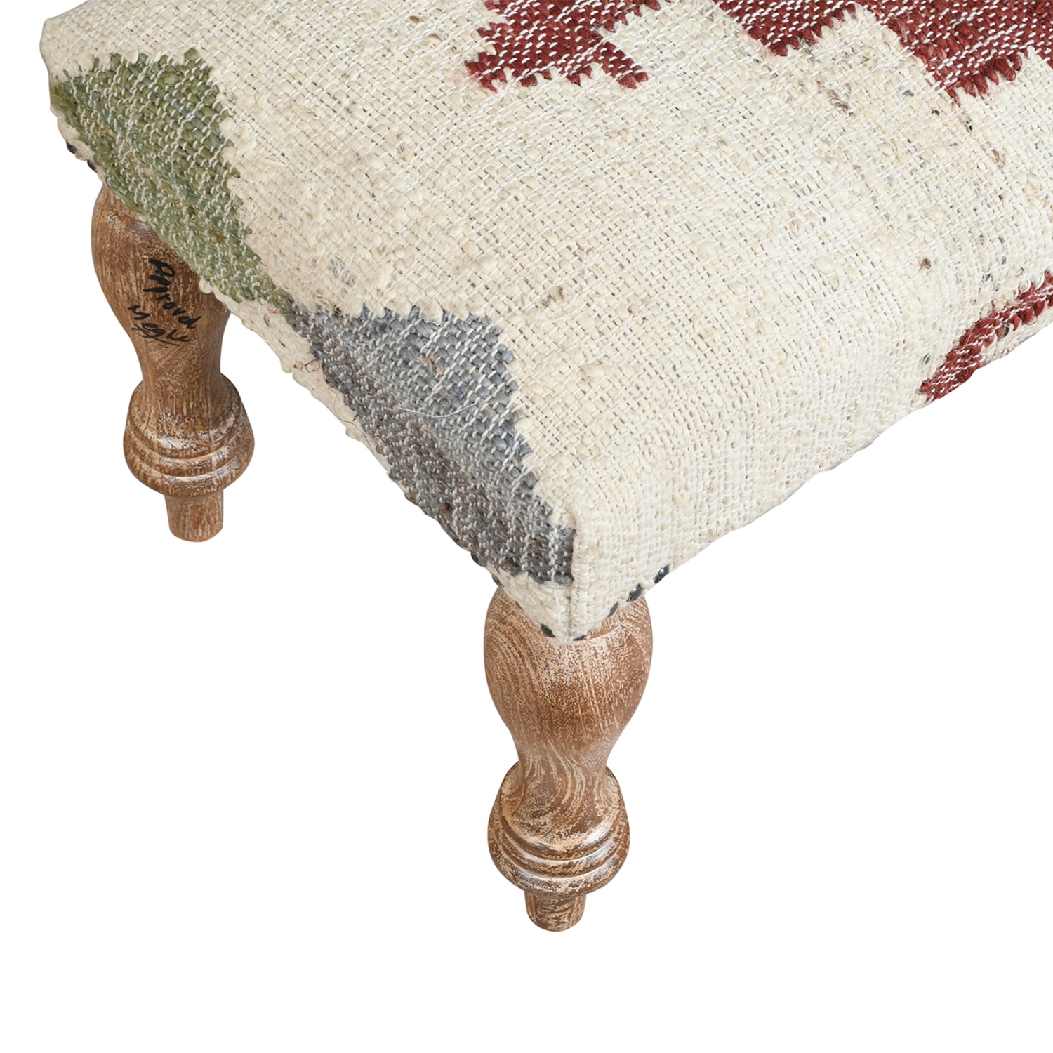 LR Home Jose Southwest Upholstered Kilim Bench in Beige/Red