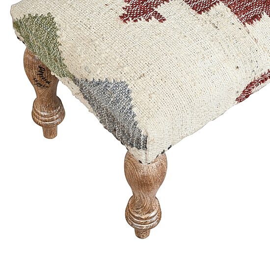 LR Home Jose Southwest Upholstered Kilim Bench in Beige/Red