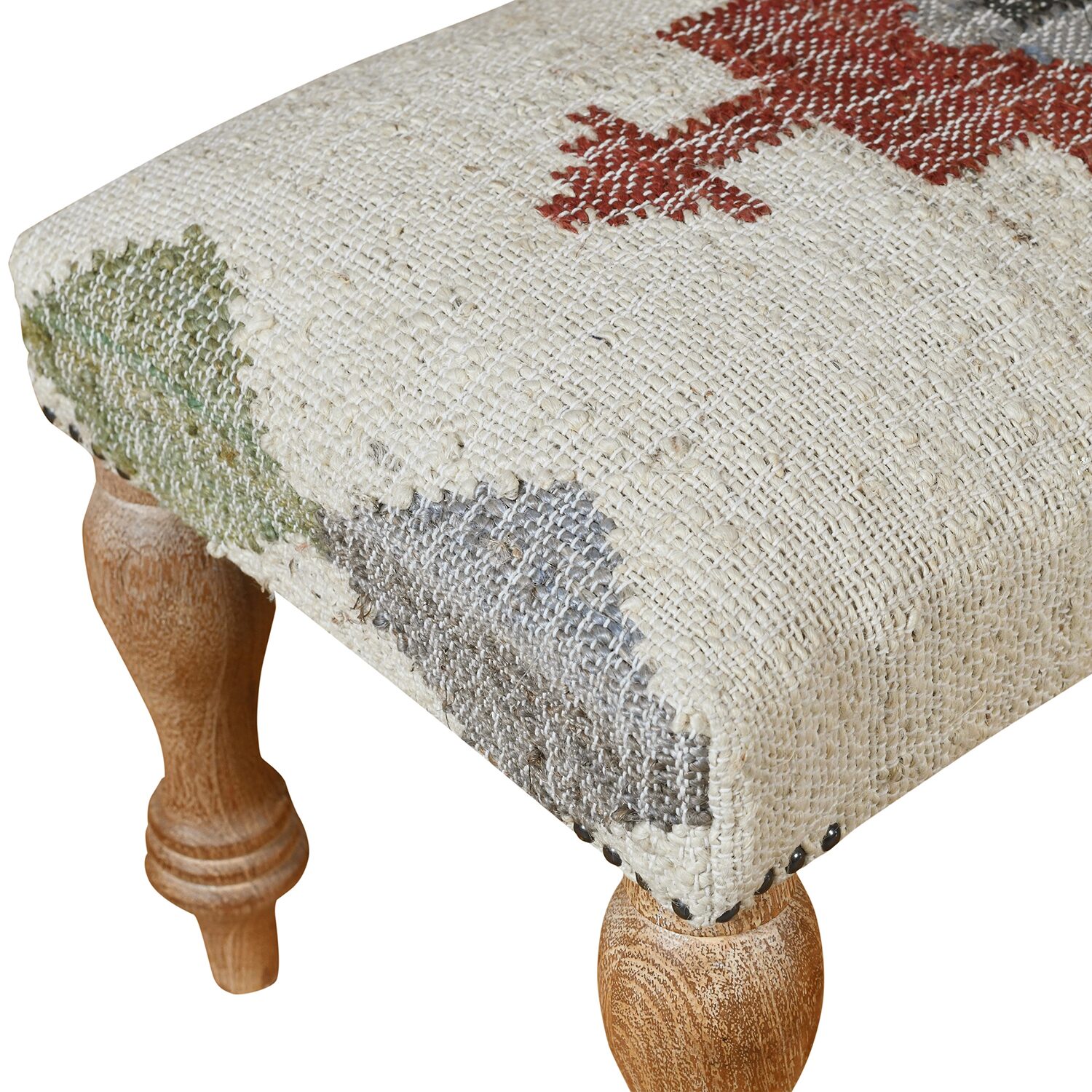 LR Home Jose Southwest Upholstered Kilim Bench in Beige/Red