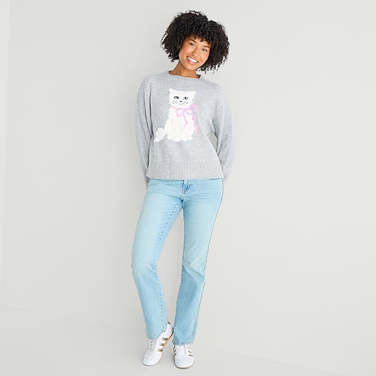 Arizona Juniors Womens Crew Neck Long Sleeve Pullover Sweater