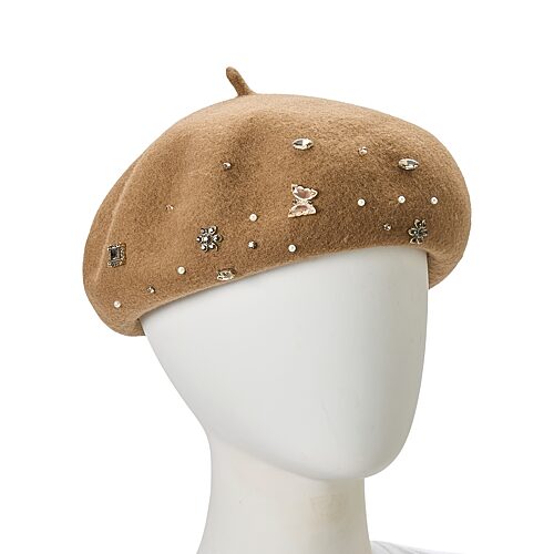 Liz Claiborne Embellished Womens Beret In Brown