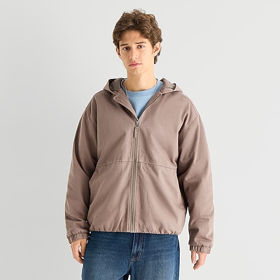 Arizona Mens Hooded Work Jacket, Color: German Chocolate - JCPenney