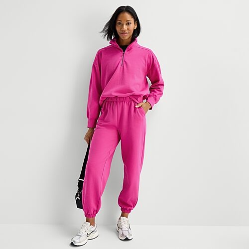 Xersion Womens Cinched Mid Rise Regular Fit Fleece Sweatpant In Pink