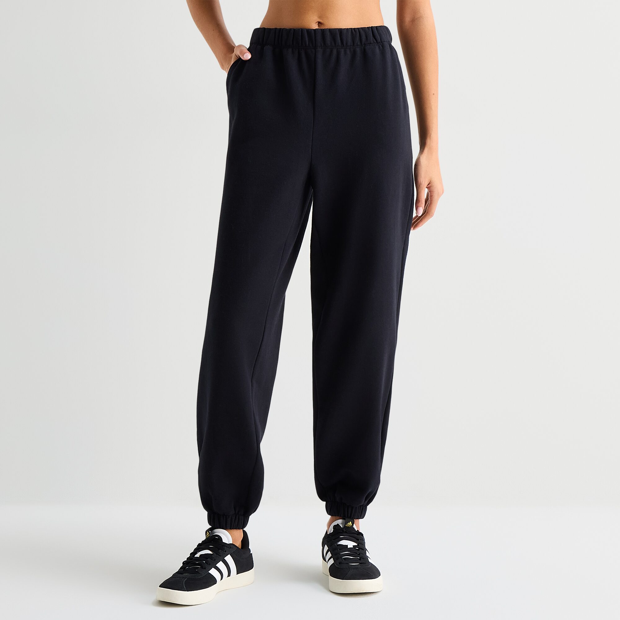 Xersion Womens Cinched Mid Rise Regular Fit Petite Fleece Sweatpant