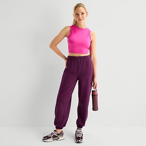 Xersion Womens Cinched Mid Rise Regular Fit Fleece Sweatpant In Purple