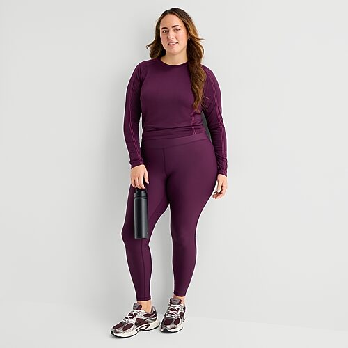 Xersion Evercontour+ Womens Quick Dry High Rise 28" Active Skinny Plus Full Length Leggings In Purple