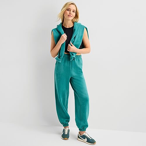 Xersion Womens Cinched Mid Rise Regular Fit Petite Fleece Sweatpant In Blue