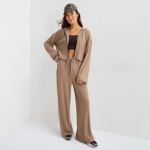 Xersion Womens Wide Leg Mid Rise Regular Fit Sweatpant In Brown