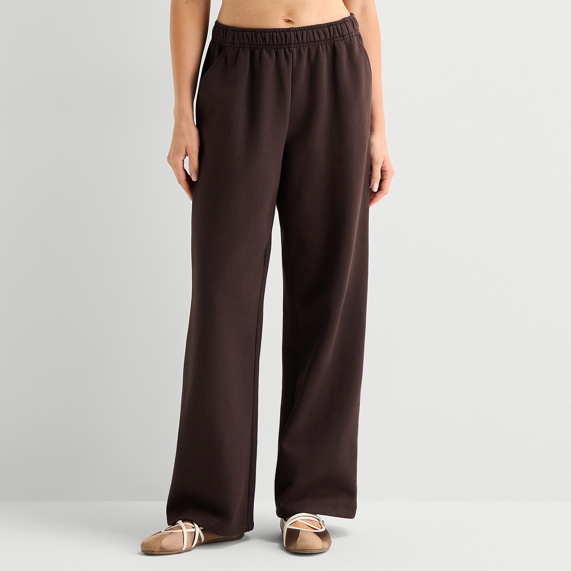 Xersion Womens Drawstring Waist Wide Leg Mid Rise Regular Fit Fleece Sweatpant