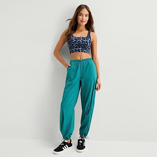 Xersion Womens Wide Leg Low Rise Regular Fit Sweatpant In Green