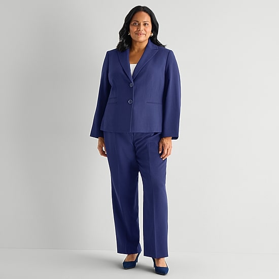 Le Suit Straight Leg Womens-Plus 2-pc. Pant Suit