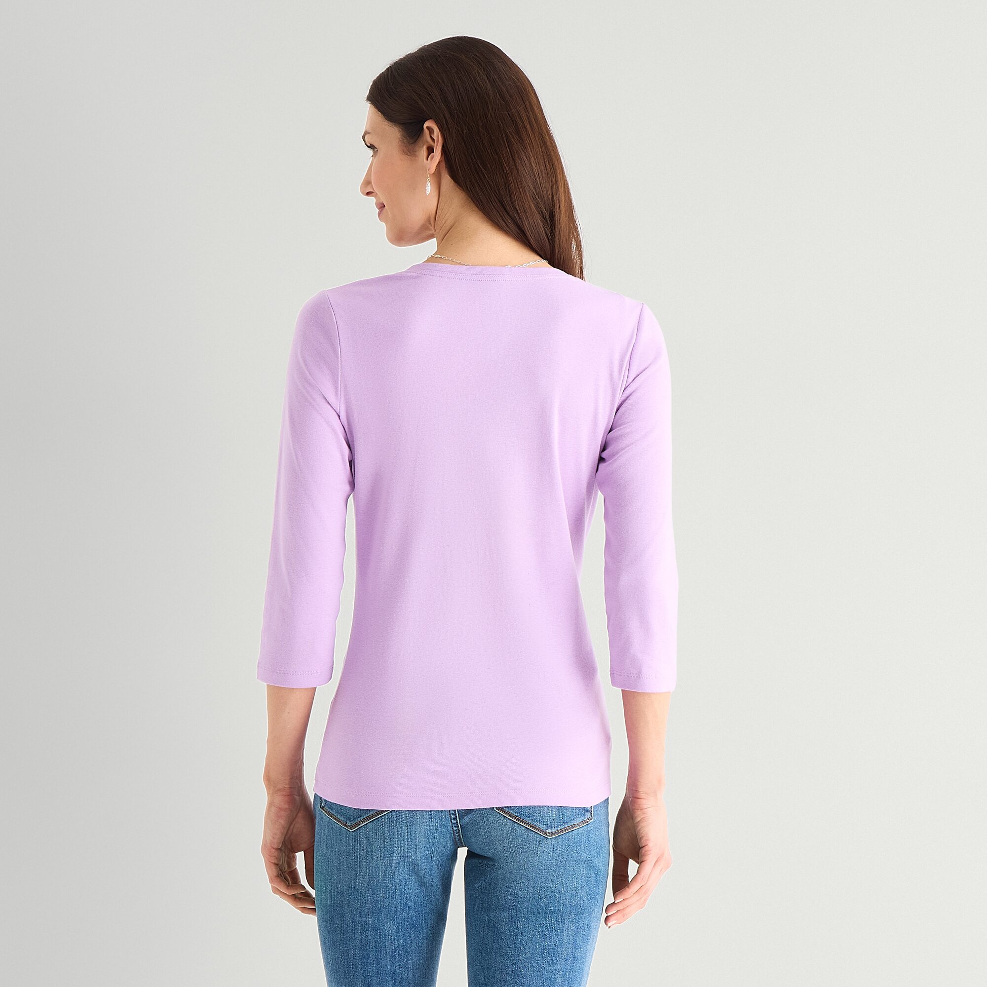 St. John's Bay Womens V Neck 3/4 Sleeve T-Shirt