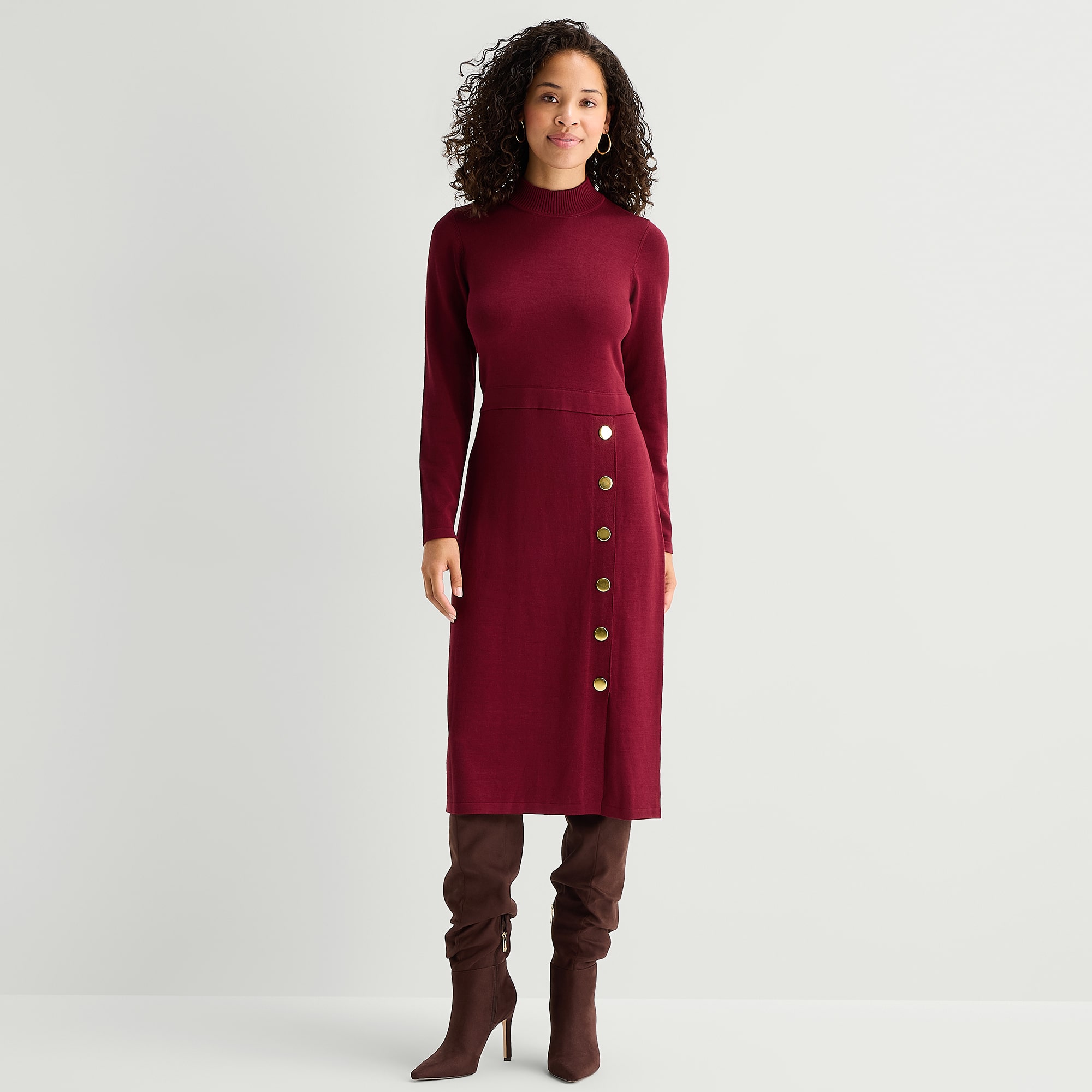 Maia Womens Long Sleeve Sweater Dress
