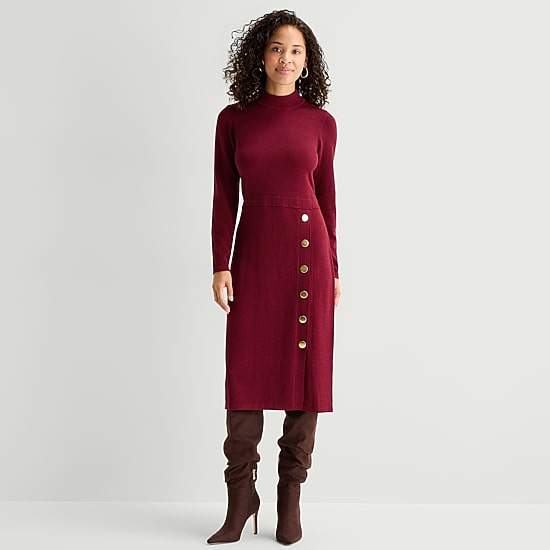 Maia Womens Long Sleeve Sweater Dress