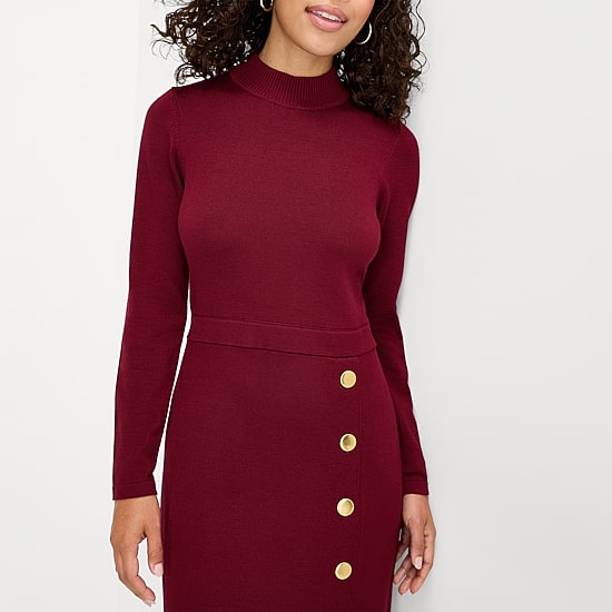 Maia Womens Long Sleeve Sweater Dress