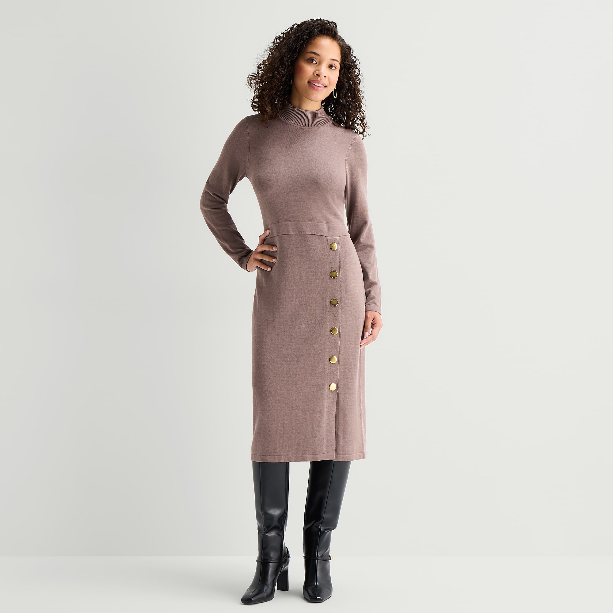 Maia Womens Long Sleeve Sweater Dress