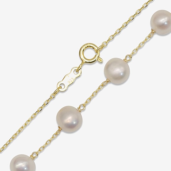 Cultured Freshwater Pearl 14K Gold Over Silver 18 Inch Strand Necklace