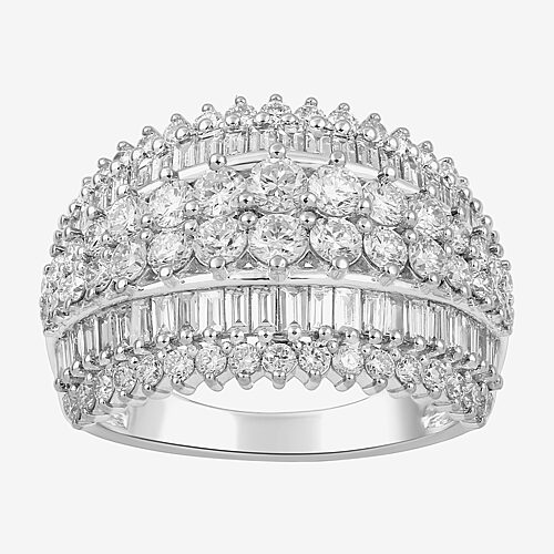 (G/Si2) Womens 2 CT. T.W. Lab Grown White Diamond 10K Gold Cluster Cocktail Ring, 9, White