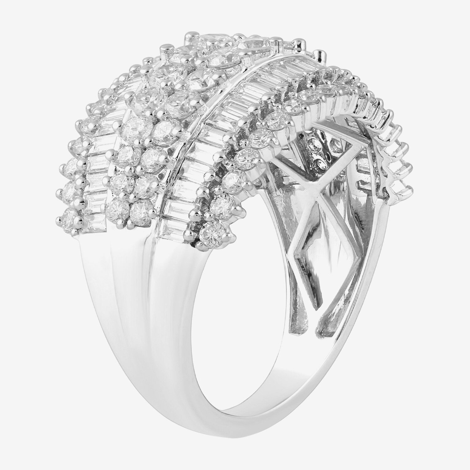 (G/Si2) Womens 2 CT. T.W. Lab Grown White Diamond 10K Gold Cluster Cocktail Ring