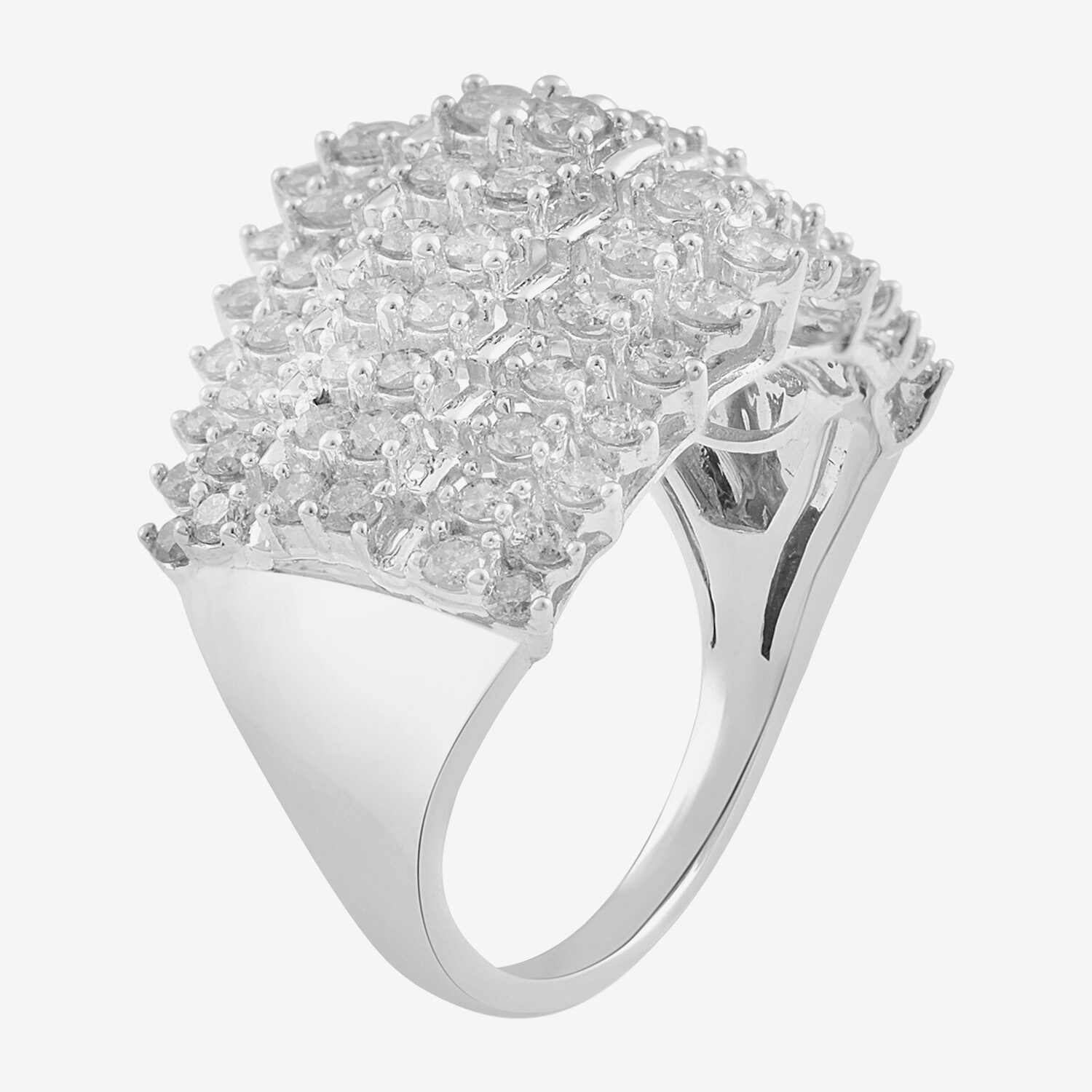 (I,I2) Womens 2 CT. T.W. Lab Grown White Diamond 10K Gold Cluster Cocktail Ring
