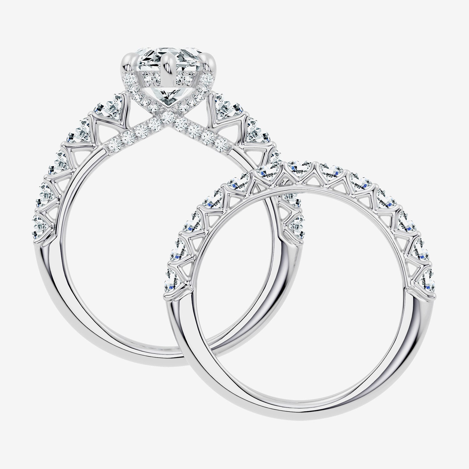 (F-G / Vs2 - Si1) Womens 5 CT. T.W. Lab Grown White Diamond 14K Gold Marquise Side Stone Bridal Set