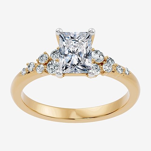 (F-G / Vs2 - Si1) Womens 1 CT. T.W. Lab Grown White Diamond 14K Gold Over Silver Rectangular Side Stone Engagement Ring, 9, Yellow