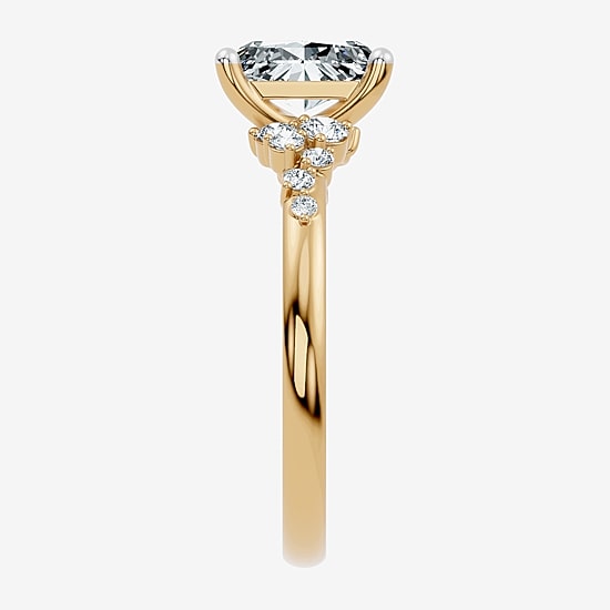 (F-G / Vs2 - Si1) Womens 1 CT. T.W. Lab Grown White Diamond 14K Gold Over Silver Rectangular Side Stone Engagement Ring