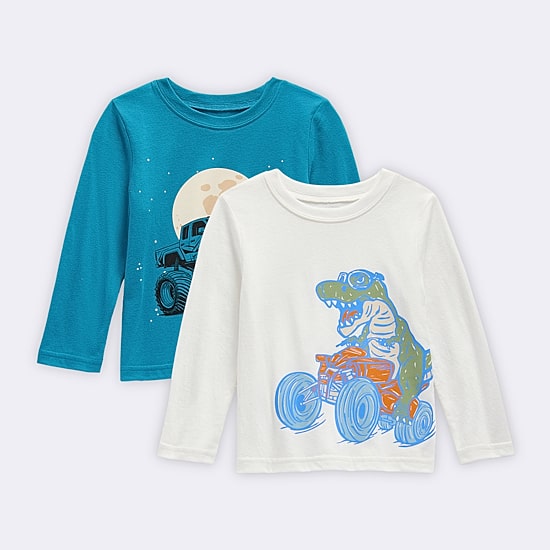 Okie Dokie Toddler & Little Boys Crew Neck Long Sleeve Classic Fit 2-pc. Graphic T-Shirt