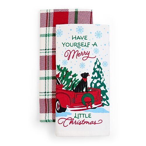 North Pole Trading Co . Red Truck 2-pc. Kitchen Towel Set In Multiple Colors