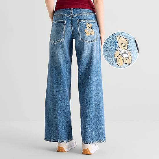 Arizona Womens Juniors Short Low Rise Baggy Fit Jean