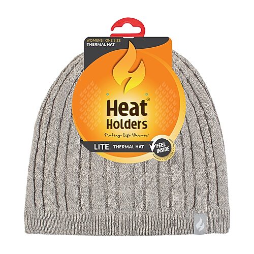 Heat Holders Lite Anna Cable Womens Beanie In Gray
