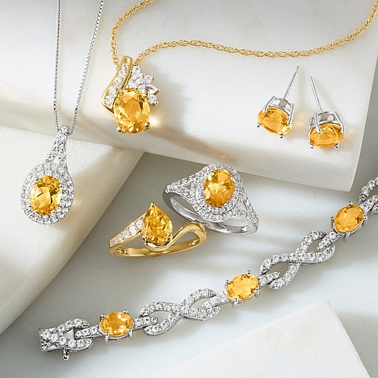 Womens Genuine Yellow Citrine 14K Gold Over Silver Oval 18 Inch Pendant Necklace