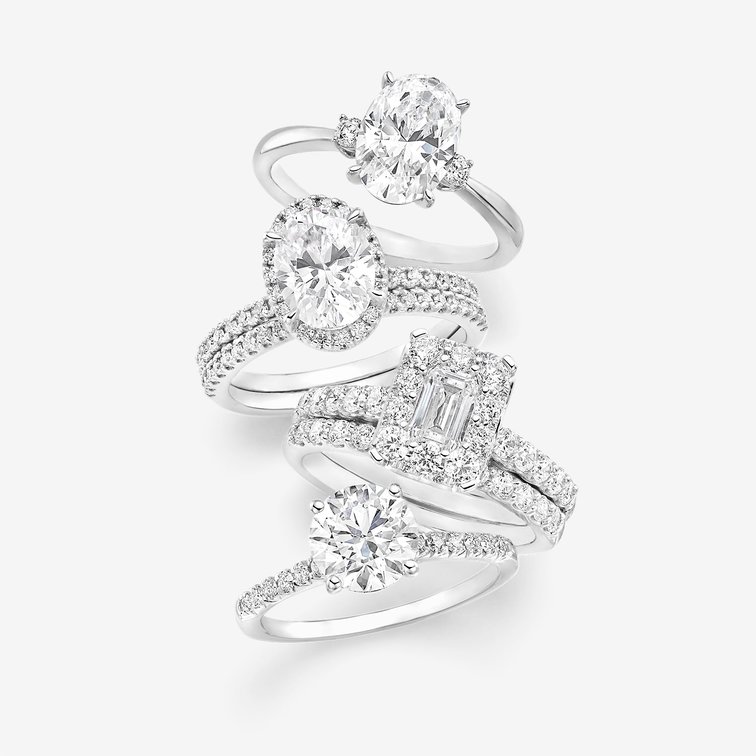(I / I1) Womens 2 CT. T.W. Lab Grown White Diamond 10K Gold Side Stone Halo Bridal Set